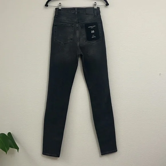 Anine Bing Beck High Rise Slim Jeans Iron Grey Gray Meghan Markle Size 25 - Picture 4 of 11